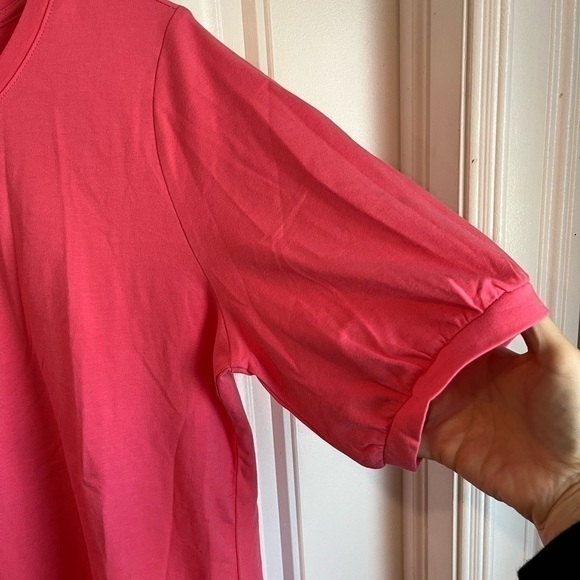 NWOT Isaac Mizrahi Live! Knit Puff Sleeve Top medium Pink - Picture 8 of 11